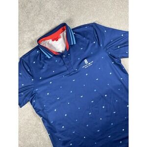 Redvanly Golf Polo Large Blue All-Over Print Performance Ritz Carlton Logo